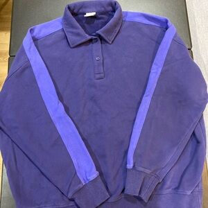 Outdoor Voices Purple striped sweater with buttons and collar size medium cotton